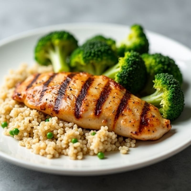 Grilled Chicken Breast with Quinoa and Steamed Broccoli