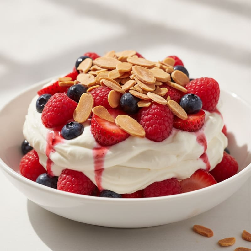 Greek Yogurt Protein Parfait with Mixed Berries and Almonds