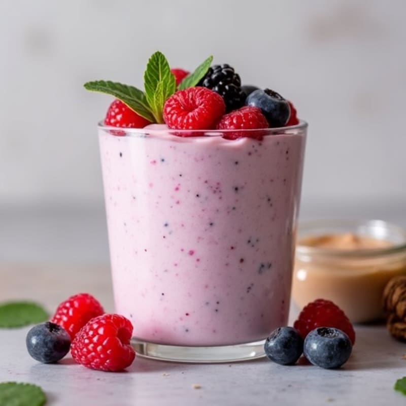 Greek Yogurt Protein Mousse with Mixed Berries