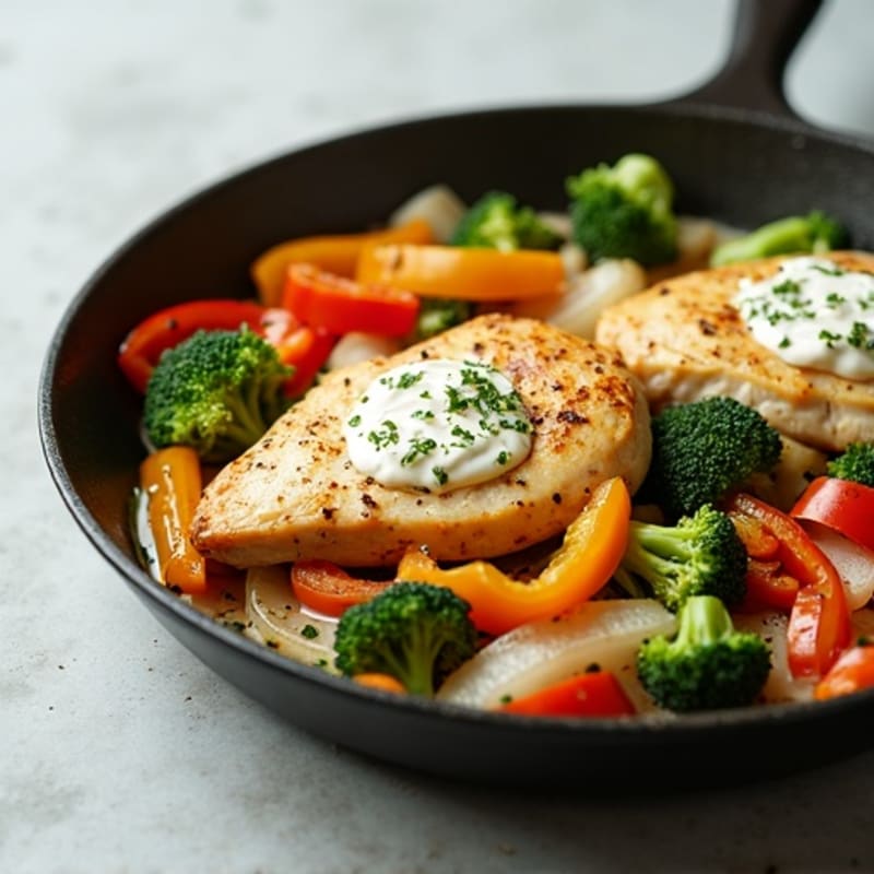 Creamy Cottage Cheese Chicken and Vegetable Skillet