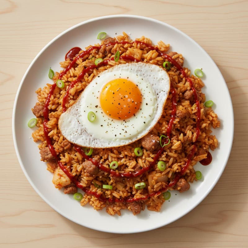 Crispy Kimchi Fried Rice with Pork