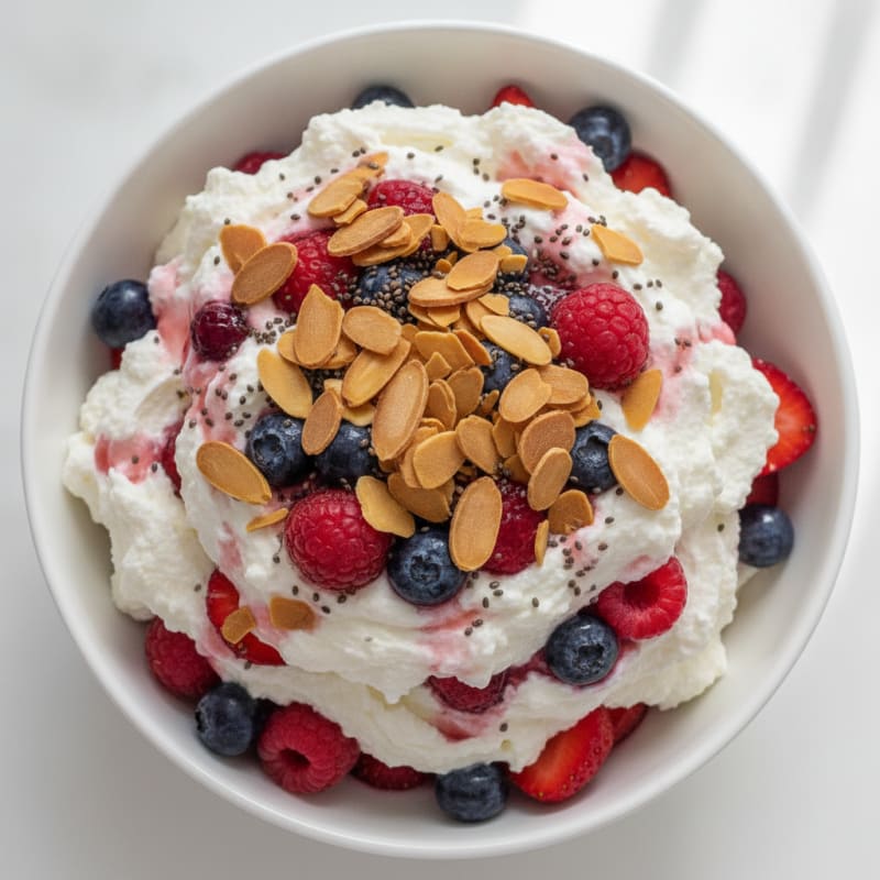 Greek Yogurt Protein Parfait with Mixed Berries and Almonds