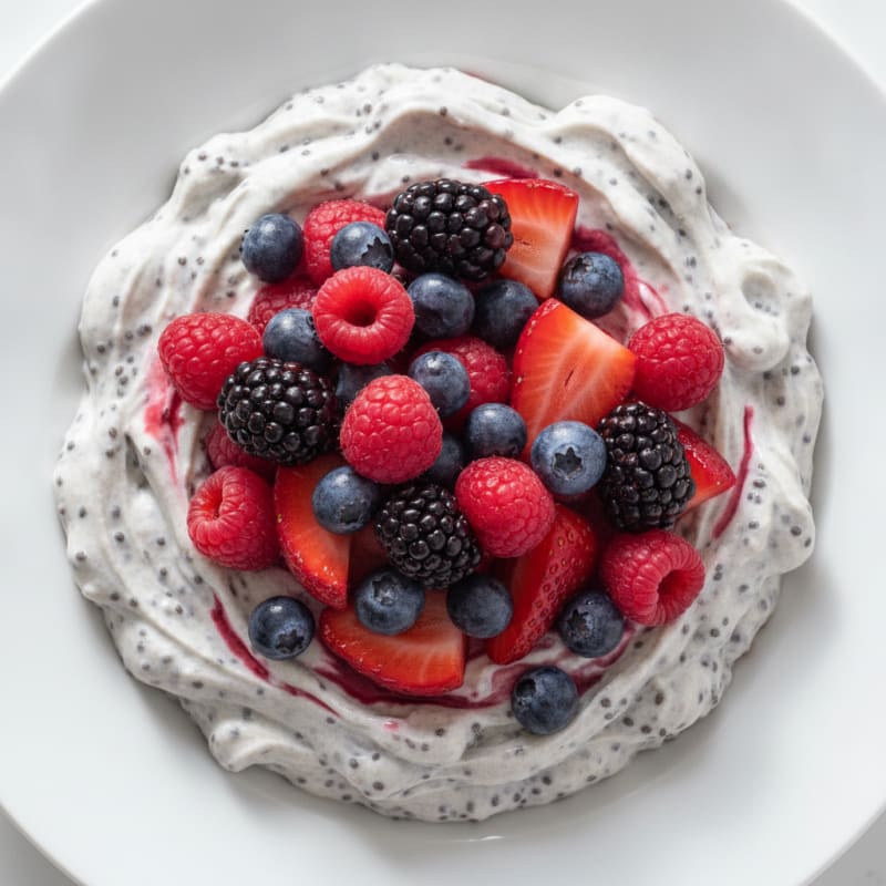 Silky Greek Yogurt Protein Pudding with Mixed Berries