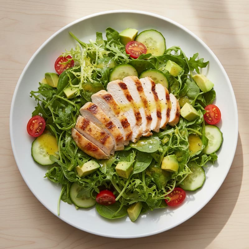 Garden Greens with Grilled Chicken and Lemon Vinaigrette