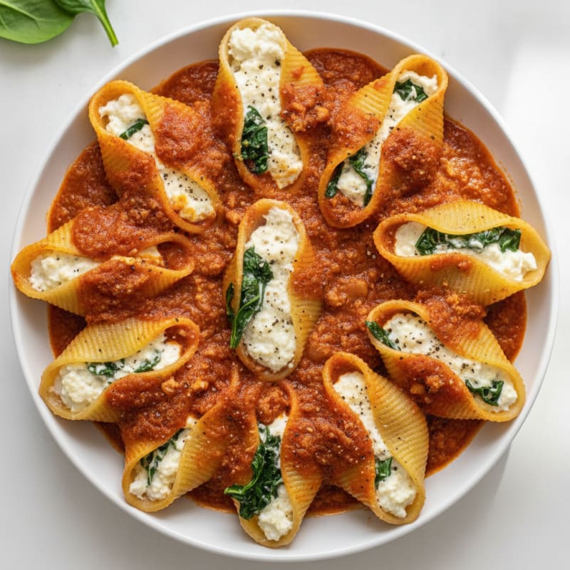 Baked Spinach Ricotta Stuffed Shells