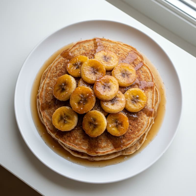 Golden Caramelized Banana Pancakes