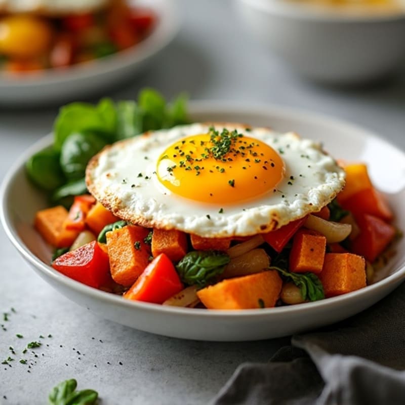 Crispy Sweet Potato Hash with Fried Eggs