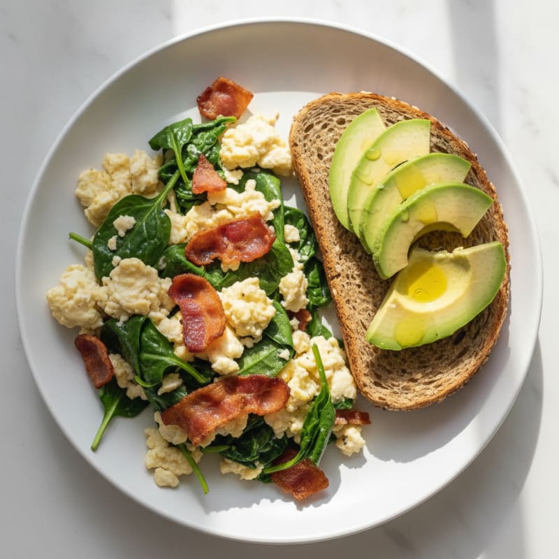Egg White Scramble with Spinach and Turkey Bacon