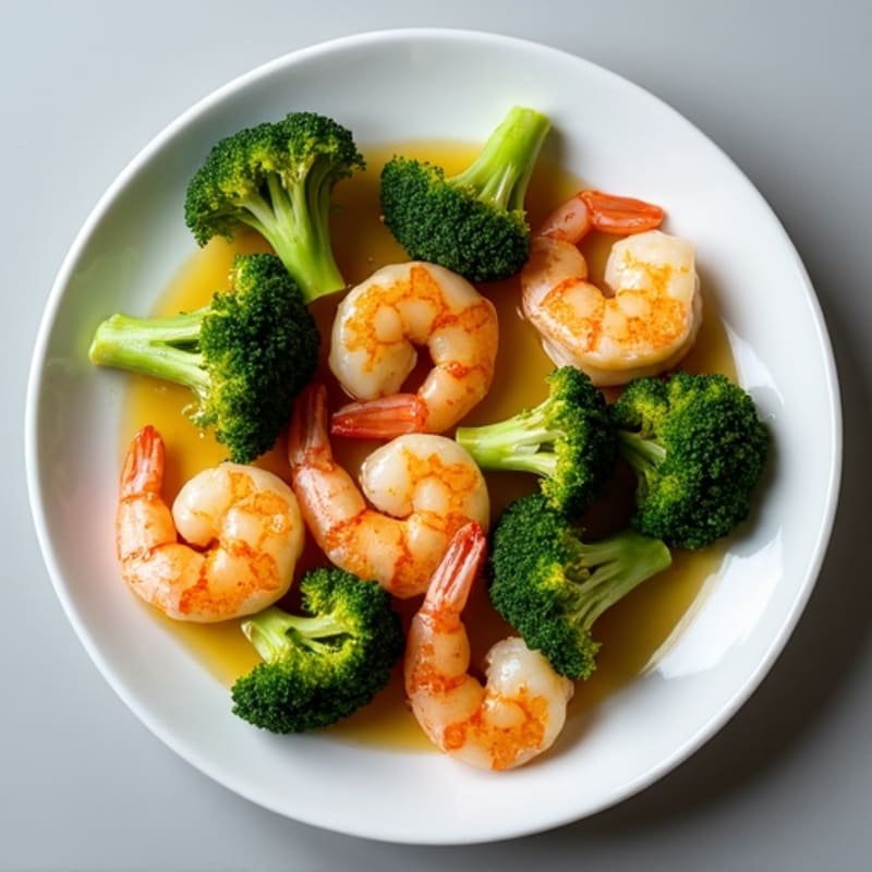 Garlic Butter Pan-Seared Shrimp with Roasted Broccoli
