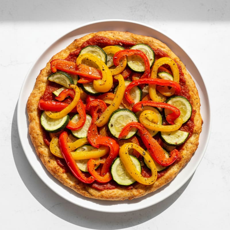 Chicken Crust Pizza with Roasted Vegetables