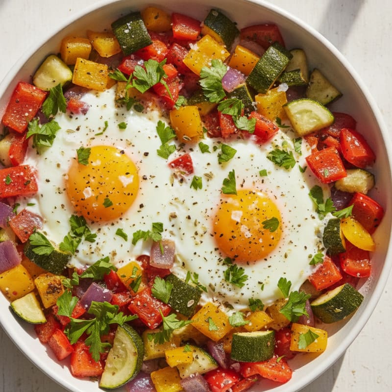 Baked Eggs with Roasted Vegetables
