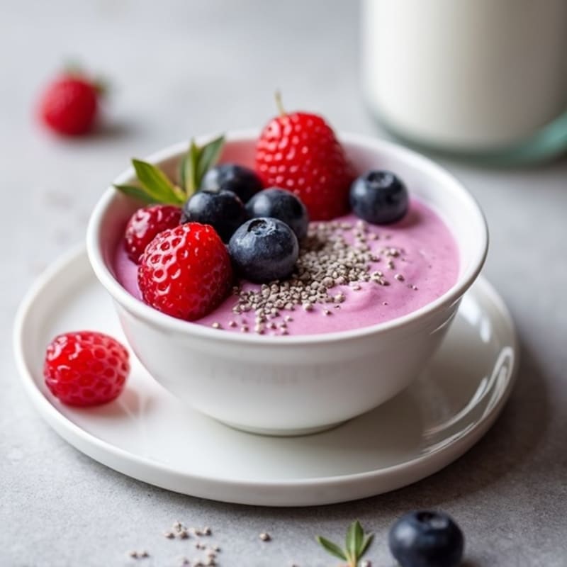 Silky Greek Yogurt Protein Pudding with Mixed Berries