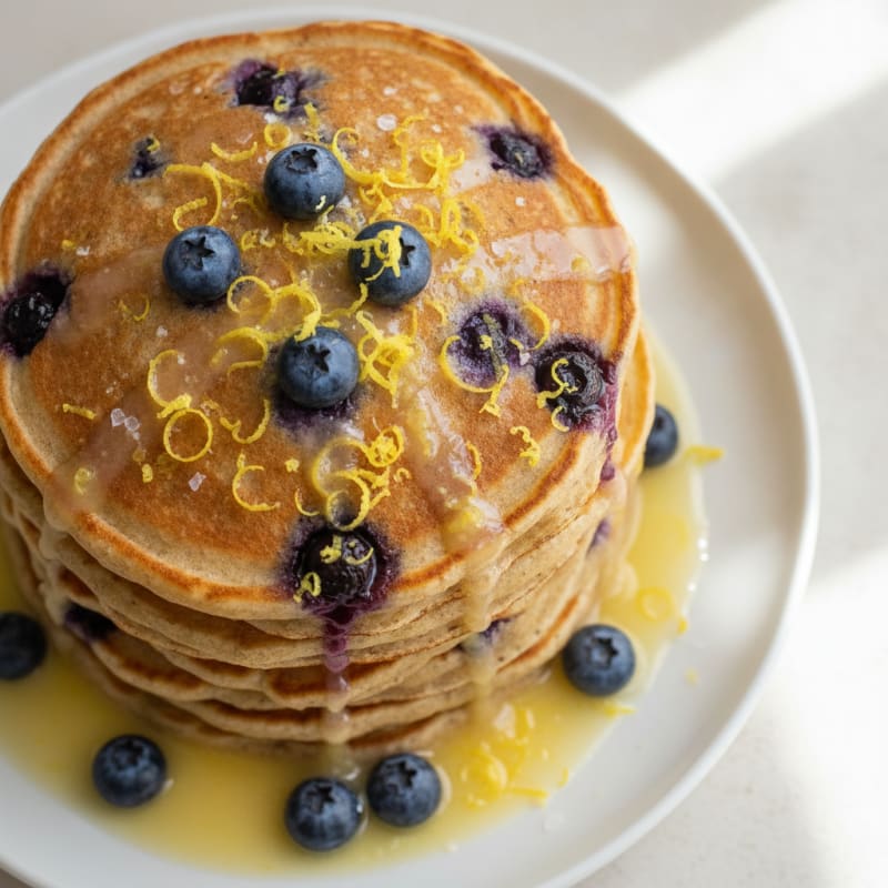Blueberry Ricotta Pancakes with Lemon Zest