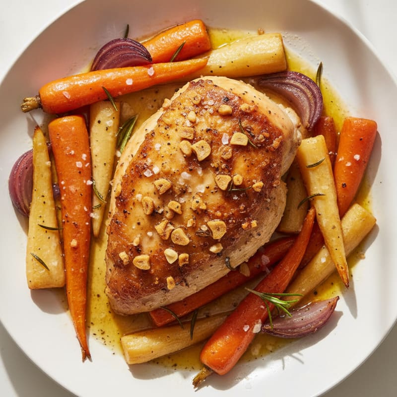 Garlic Herb Roasted Chicken with Root Vegetables