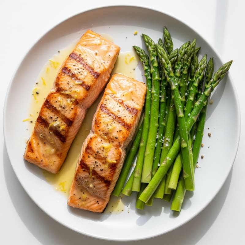 Air-Fried Salmon with Roasted Asparagus