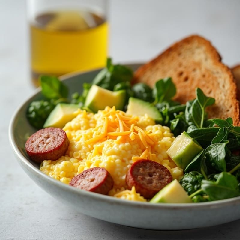 Egg White and Turkey Sausage Scramble with Spinach