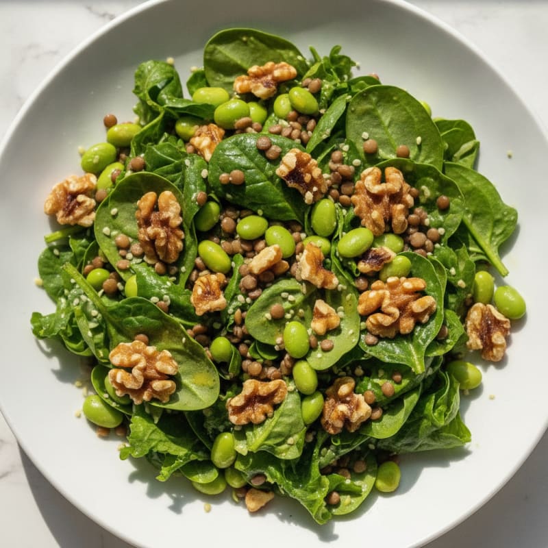 Lentil Walnut Crunch Salad with Edamame and Hemp Seeds
