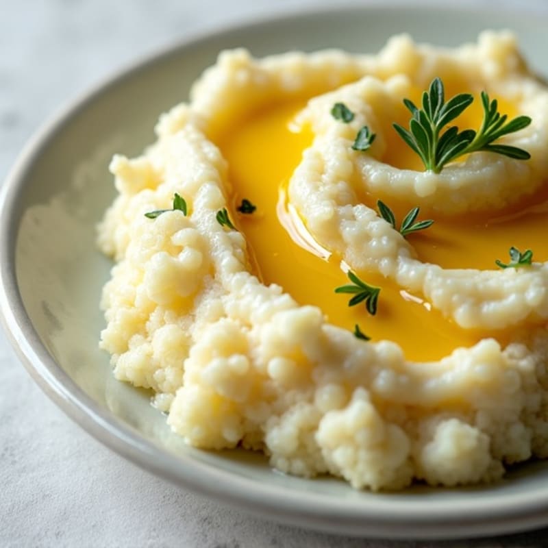 Creamy Cauliflower-Potato Mash with Roasted Garlic