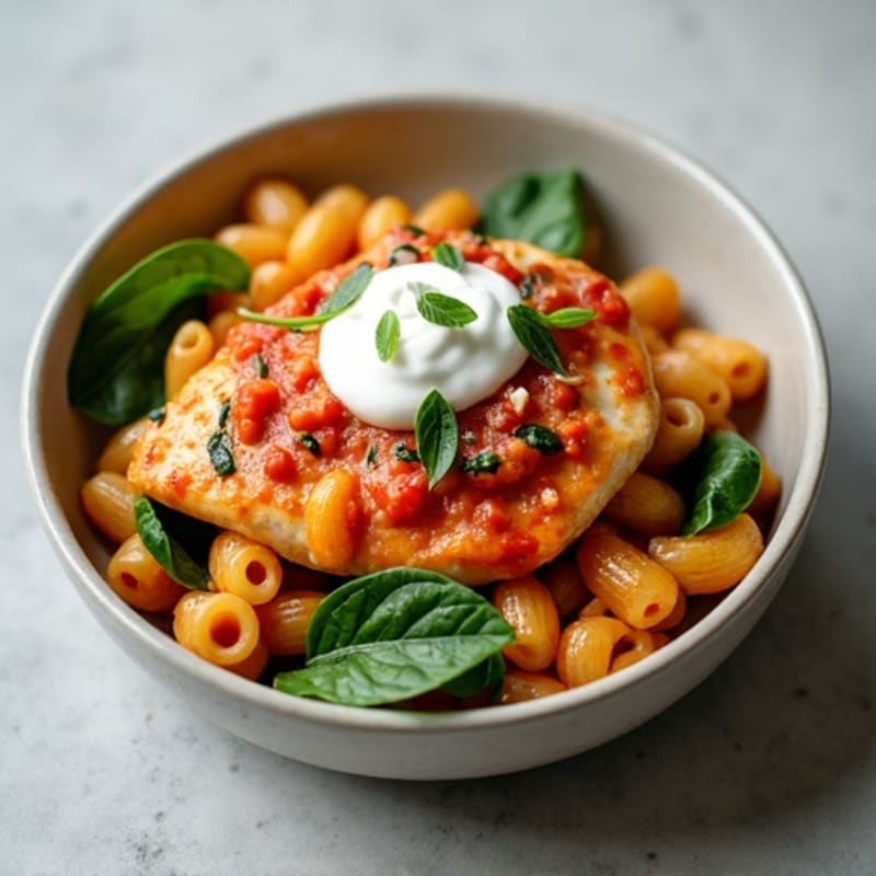 Creamy Tomato Chicken Pasta with Fresh Spinach