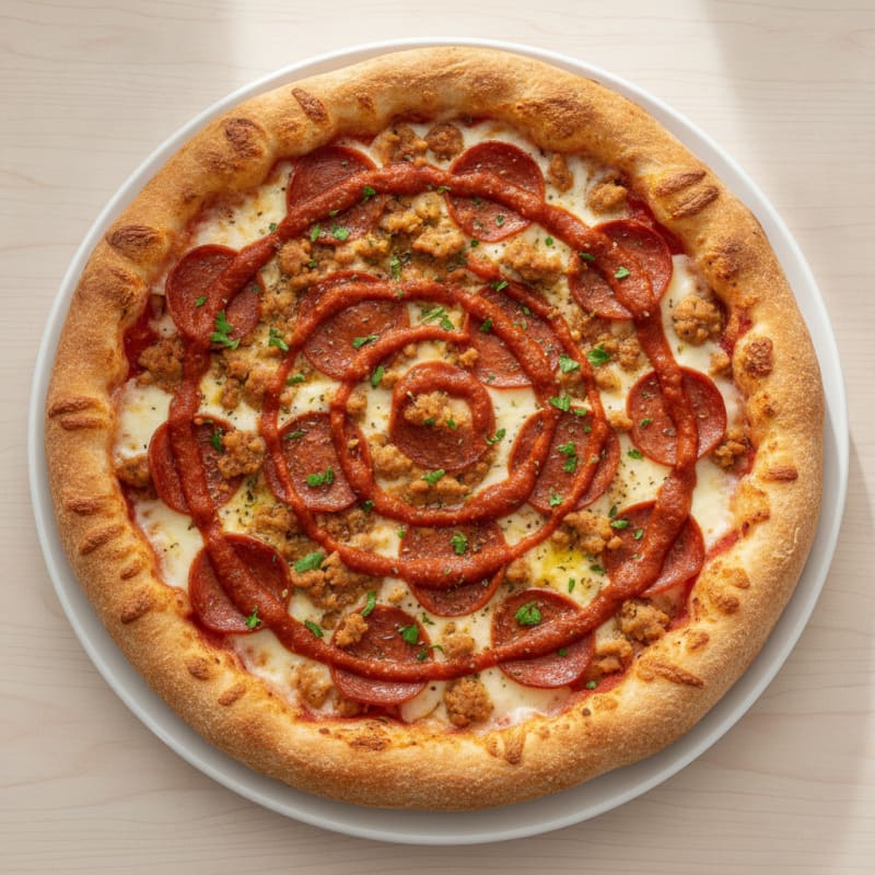 Hearty Meat Lovers Stuffed Crust Pizza