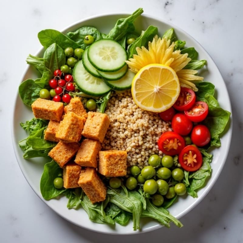 Crispy Tofu and Edamame Power Salad with Quinoa