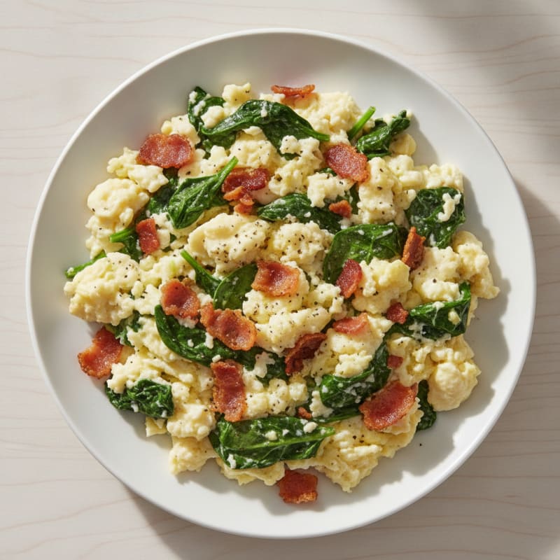 Egg White Scramble with Spinach and Turkey Bacon