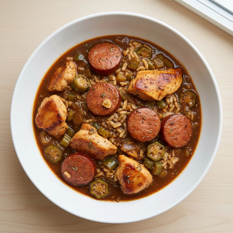 Smoky Creole Chicken and Sausage Gumbo