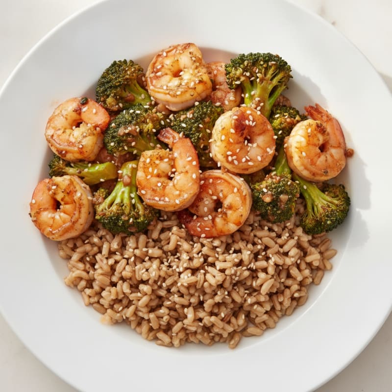 Garlic Shrimp Stir-Fry with Broccoli and Brown Rice