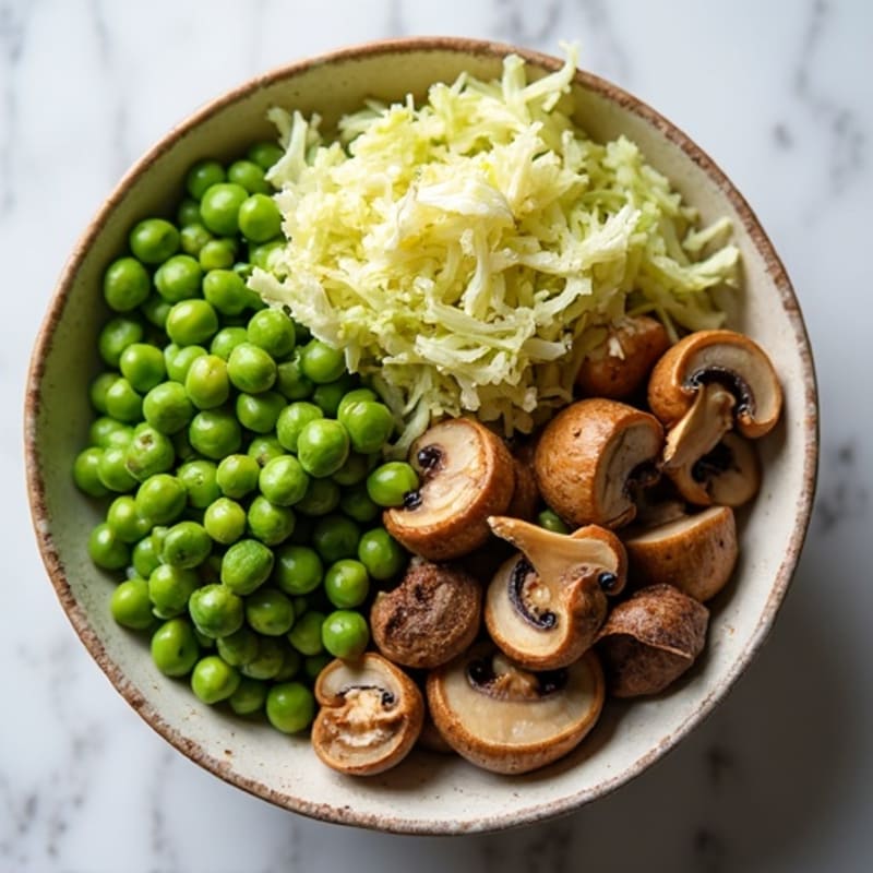 Savory Mushroom, Edamame, and Crispy Cabbage Bowl
