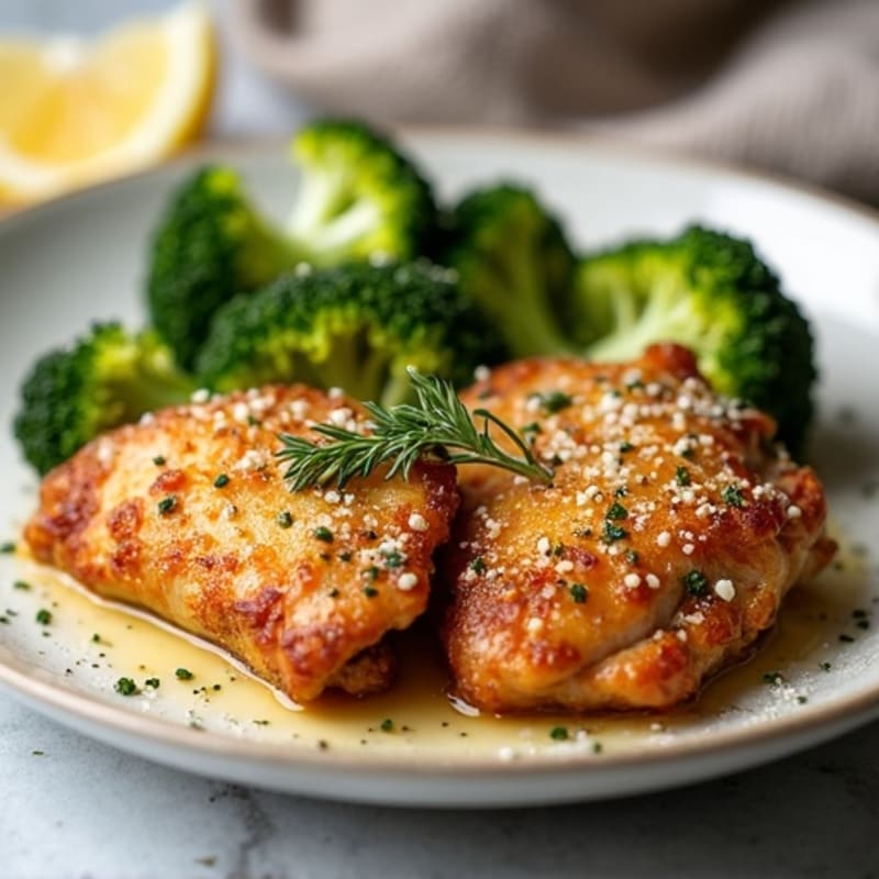 Crispy Lemon-Herb Chicken Thighs with Roasted Broccoli