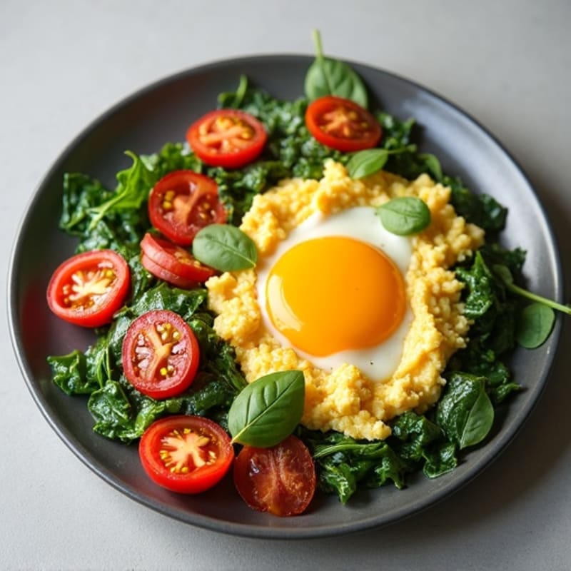 Egg White Spinach Scramble with Turkey Bacon