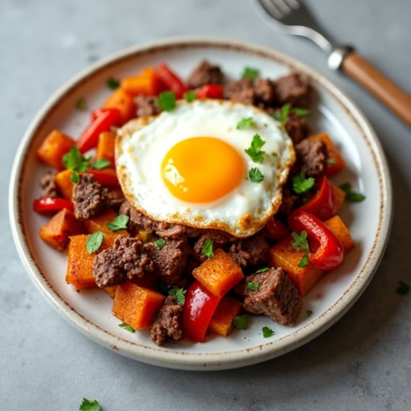 Tender Beef and Roasted Sweet Potato Hash
