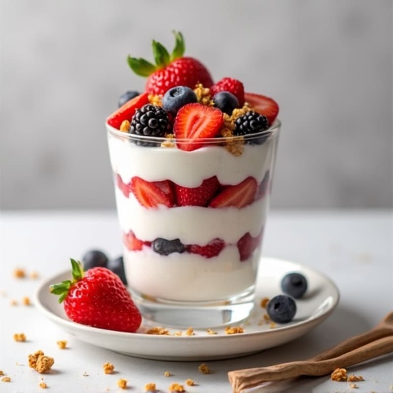 Greek Yogurt Protein Parfait with Mixed Berries