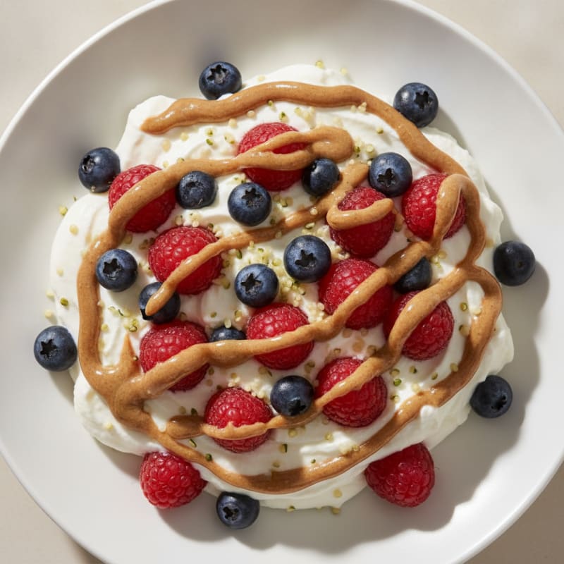 Greek Yogurt Protein Parfait with Almond Butter and Berries