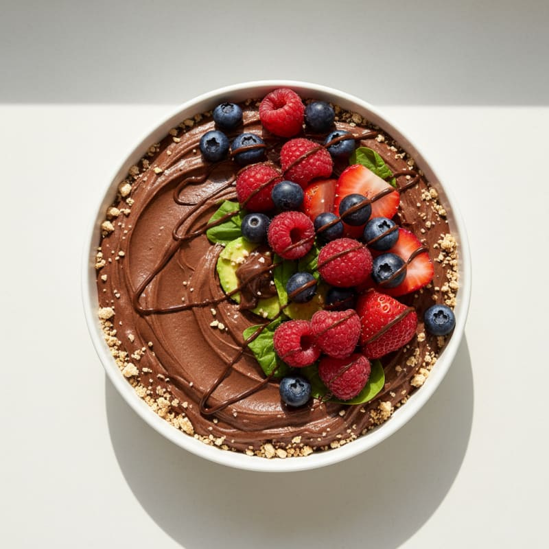 Silky Chocolate Protein Pudding with Mixed Berries