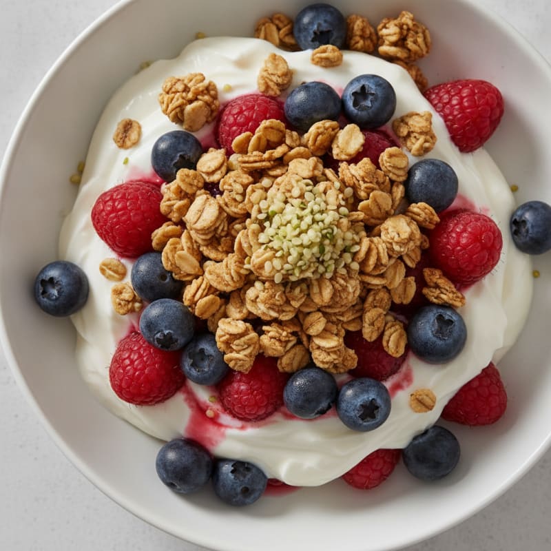 Creamy Greek Yogurt Parfait with Mixed Berries and Protein Granola