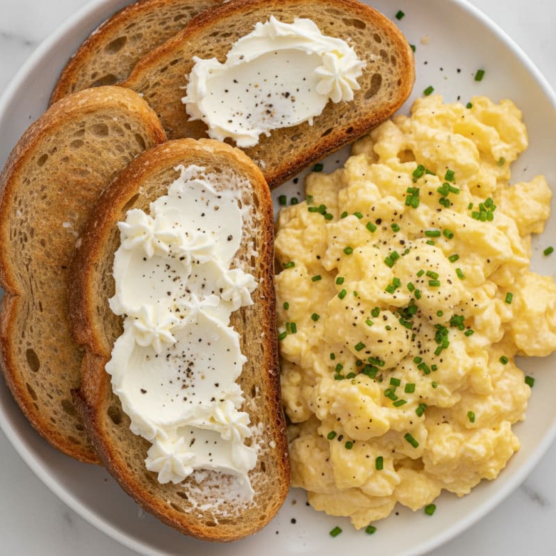 Sourdough Bread with Whipped Butter and Protein-Rich Scramble