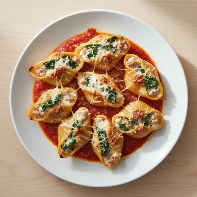 Spinach Ricotta Stuffed Shells Baked Marinara