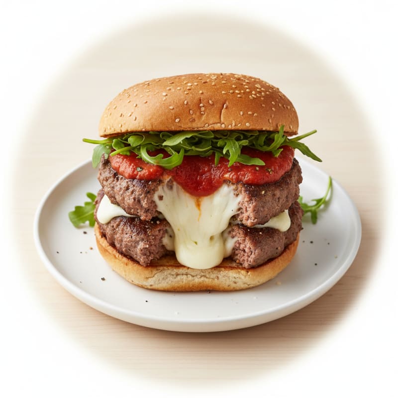 Mozzarella-Stuffed Burger with Marinara