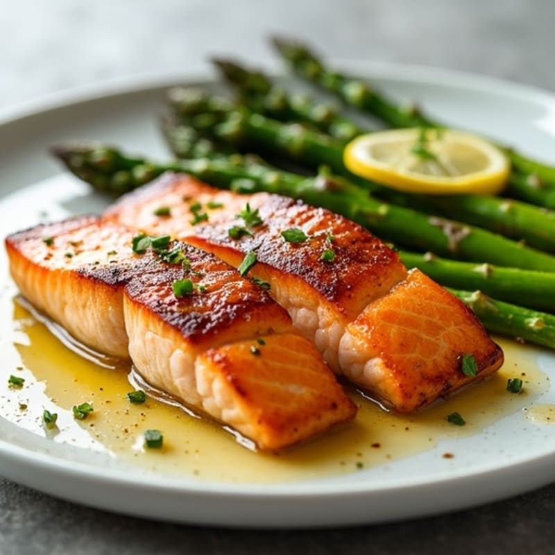 Crispy Pan-Seared Salmon with Roasted Asparagus