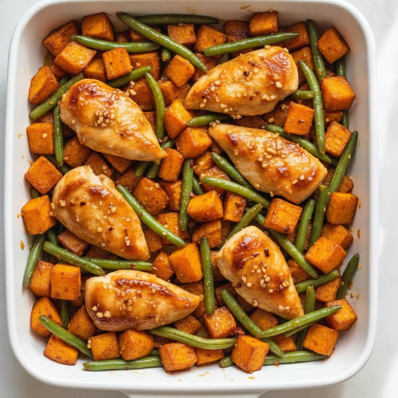 Sheet Pan Honey-Garlic Chicken and Sweet Potatoes