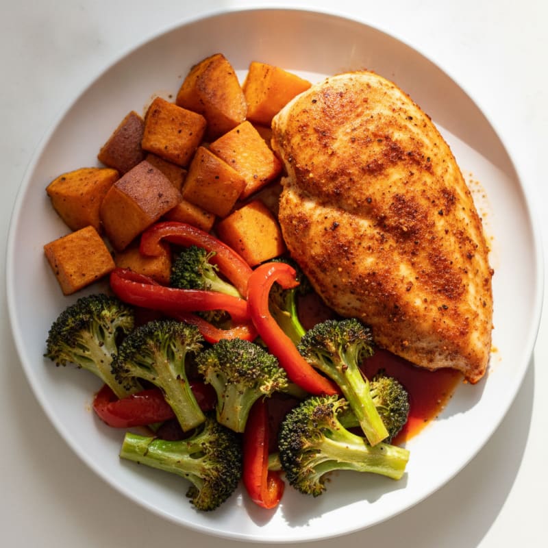 Spicy Baked Chicken with Roasted Vegetables