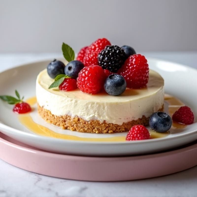 Greek Yogurt Protein Cheesecake with Mixed Berries