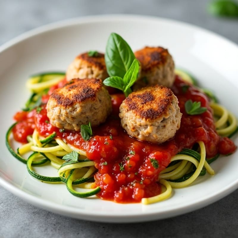 Juicy Lean Turkey Meatballs with Zucchini Noodles and Fresh Tomato Sauce