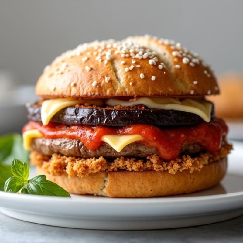 Crispy Baked Eggplant Parmesan Sandwich