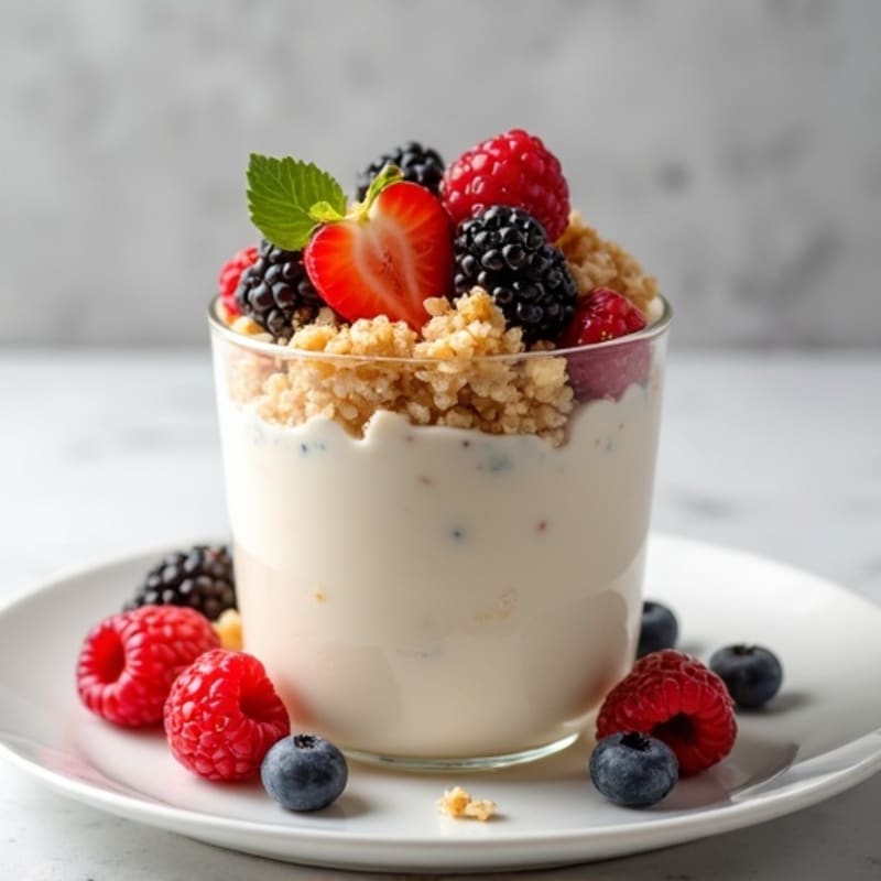 Creamy Protein Rice Cake Parfait with Mixed Berries