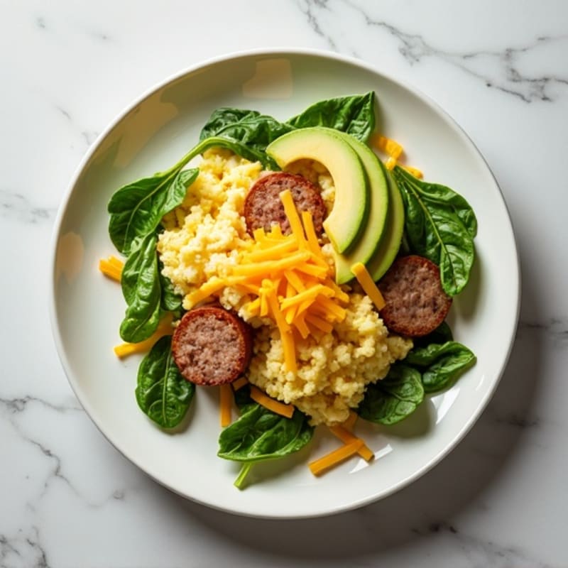 Egg White and Turkey Sausage Scramble with Spinach