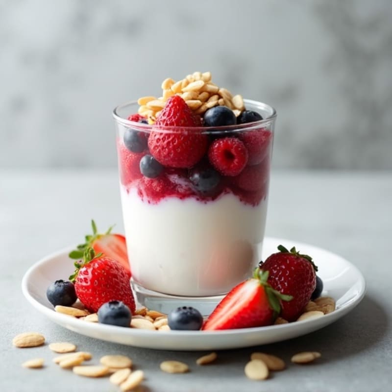 Silky Greek Yogurt Protein Parfait with Berries and Almonds