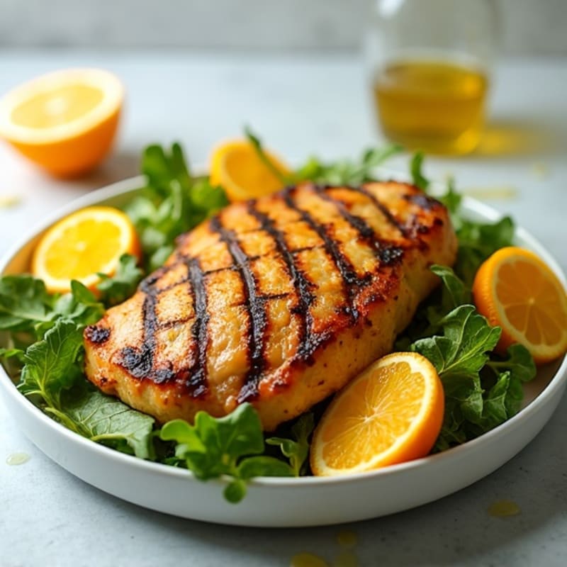 Grilled Chicken Thigh Salad with Mixed Greens and Citrus Vinaigrette
