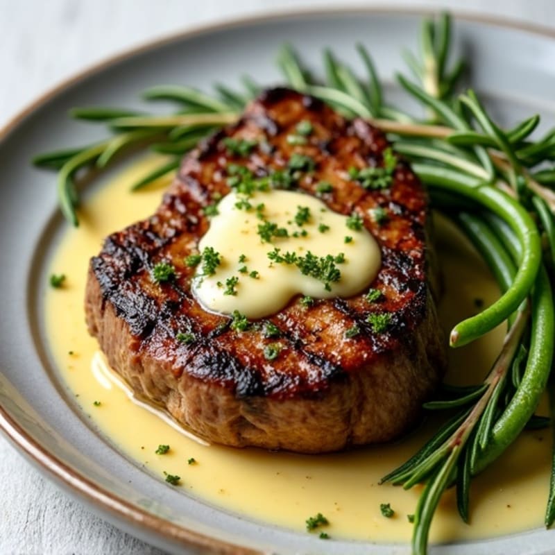Herb-Crusted Pan Seared Steak with Garlic Butter